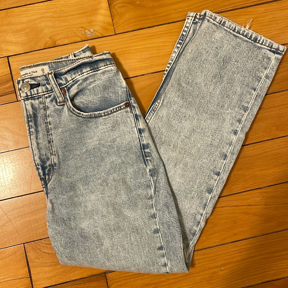 Abercrombie & fitch cropped ankle straight light wash jeans size 25/0 SHORT - Picture 7 of 8
